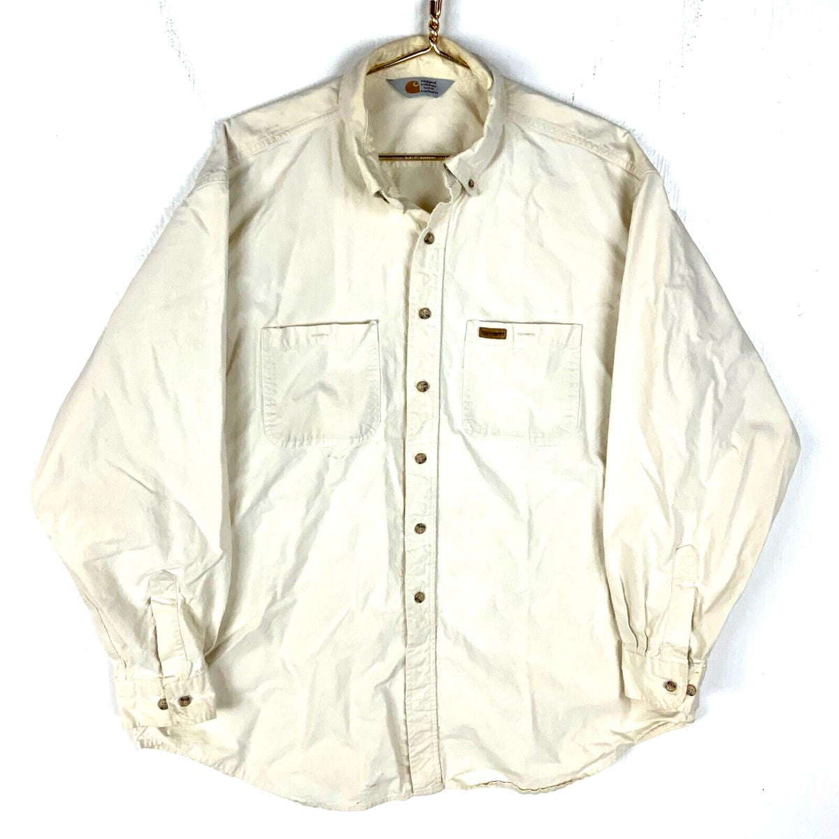 Vintage Carhartt Shirt 3XL White Long Sleeve Button Up Made Usa 90s Graphic Tee – Bold Style · Perfect For Daily Wear