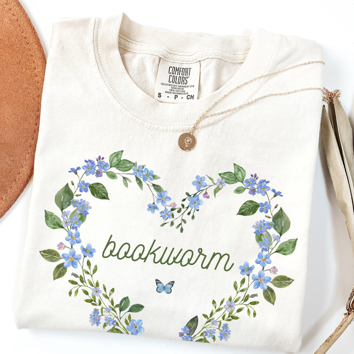 Floral Bookworm Tee Shirt for Book Lover Friend Who Loves Books Romance Reader TShirt with Butterfly Cute 90s Aesthetic Bookish Present Graphic Tee – Cozy Vibes · High-Quality Print