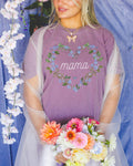Floral Mama Tee Shirt for Mom Who Loves Flowers Cute Mother39s Day Gift for New Mama of Twins Sweet Boho Pregnancy Announcement Tee Shirt Graphic Tee – Cozy Vibes · High-Quality Print