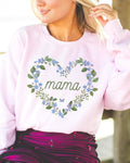 Floral Mama Sweatshirt for Mom Who Loves Flowers Cute Mother39s Day Gift for New Mama of Twins Sweet Boho Pregnancy Announcement Sweatshirt Sweatshirt – Everyday Comfort · High-Quality Print