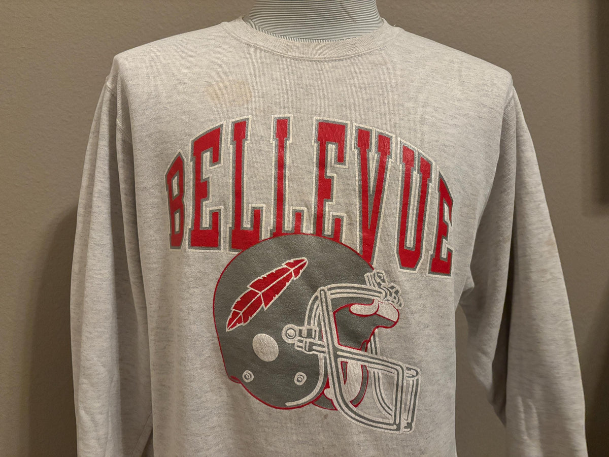 Vintage 90s Bellevue University Nebraska College Football Crewneck Sweatshirt XL Sweatshirt – Feel-Good Design · Must-Have Style