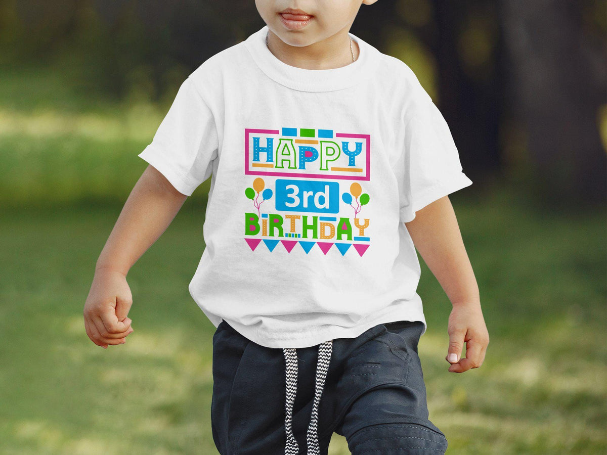 Boys 3rd Birthday T Shirt Happy 3rd Birthday Shirt Fun Birthday Tee for Boys Colorful Boys Birthday Top 3 Years Old Celebratory Shirt Graphic Tee – Bold Style · High-Quality Print