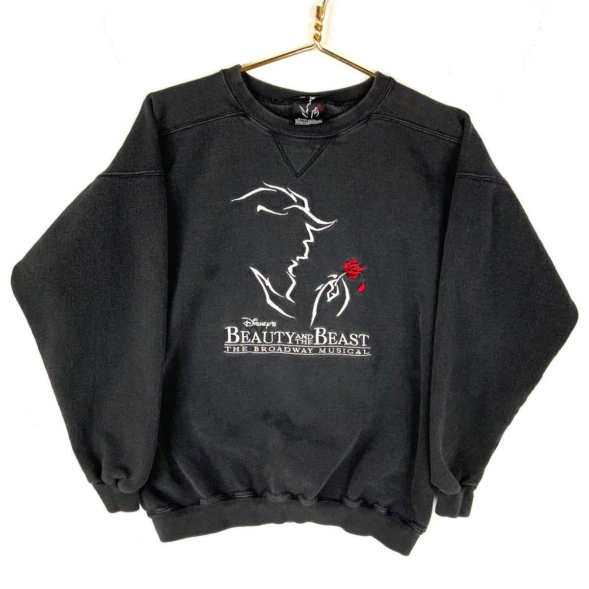 Vintage Beauty And The Beast Disney Sweatshirt Medium Black Broadway Musical 90s Sweatshirt – Warm & Stylish · Must-Have Style