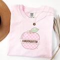 Kindergarten Teacher Tee Shirt with Cute Disco Groovy Vibe Kindergarten Crew Matching Teacher Shirt with Apple Teaching Assistant TShirt Graphic Tee – Soft Feel · Top Pick For Any Outfit