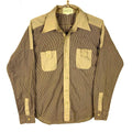 Vintage 198039s Shirt Large Brown Long Sleeve Button Up Striped Graphic Tee – Soft Feel · Must-Have Style