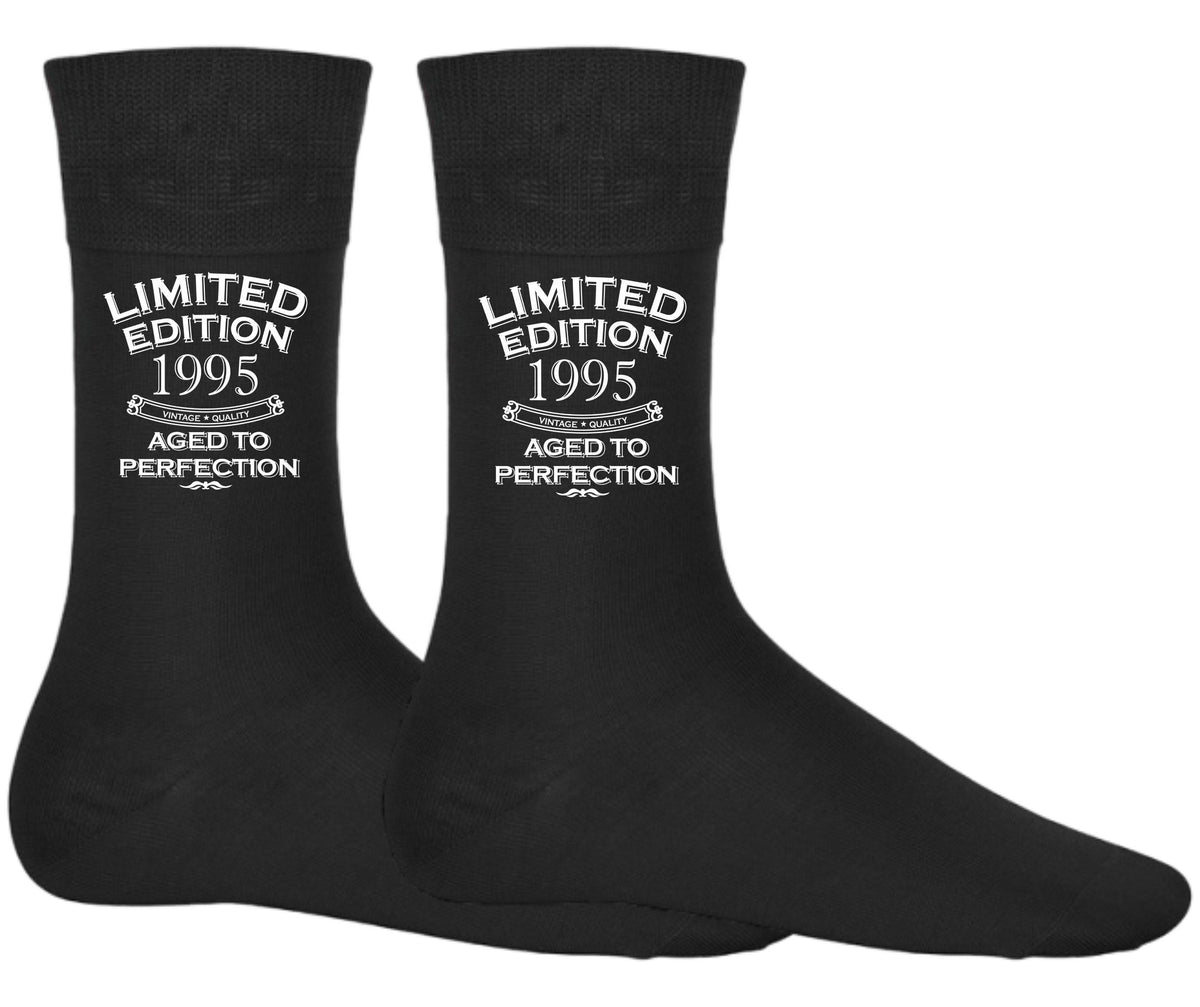 30th Birthday Socks for Men Women Born in 1995 Fun Novelty Socks 30 Years Old Limited Edition 1995 Aged to Perfection Graphic Tee – Everyday Comfort · Perfect For Daily Wear