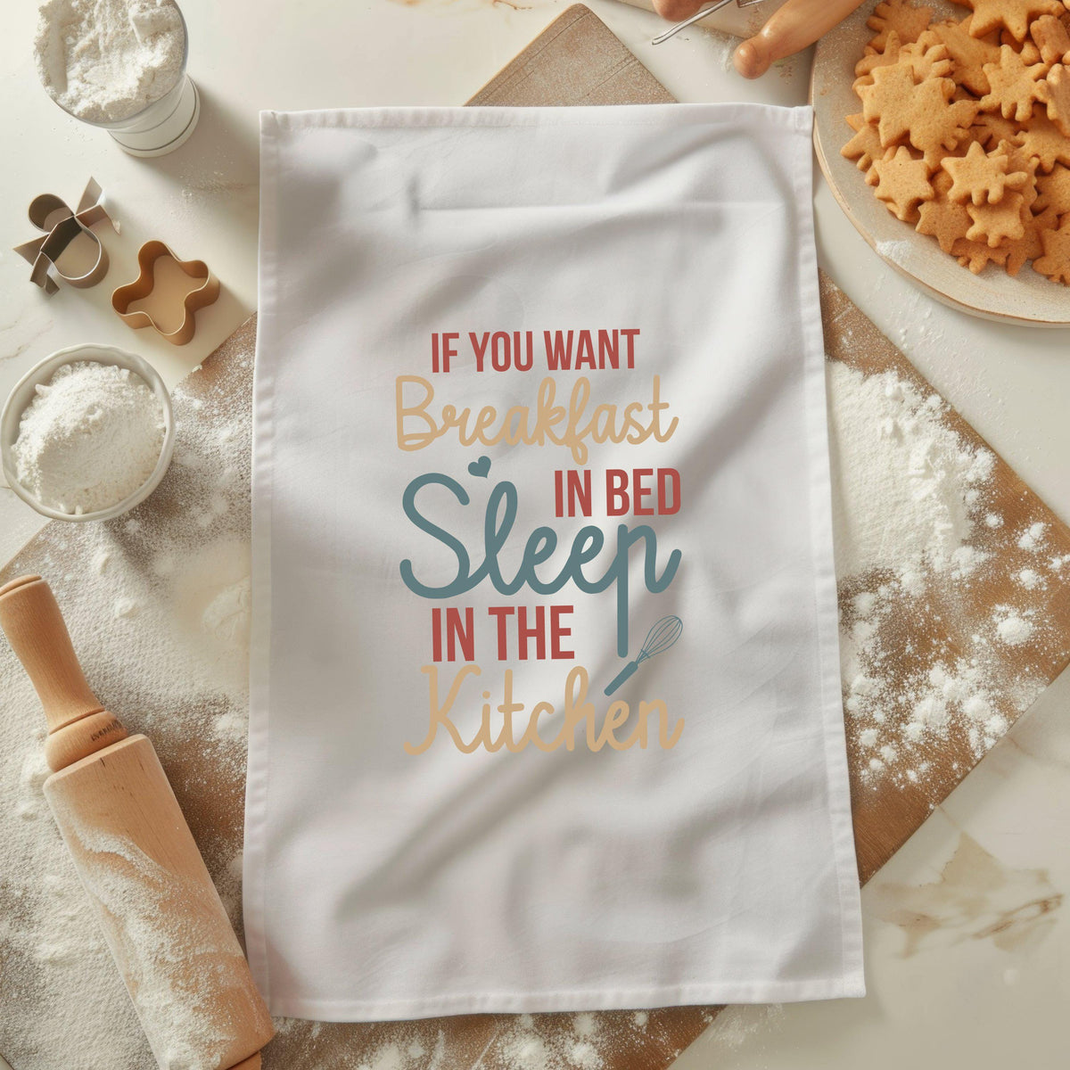 Breakfast In Bed Kitchen Tea Towel Funny Kitchen Decor Cute Dish Towel Whisk Design Towel Gift for Baker Housewarming Gift Idea Graphic Tee – Fan Favorite · Trending Graphic Apparel