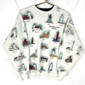 Vintage Light House Sweatshirt Crewneck Large White Made Usa All Over Print 90s Sweatshirt – Everyday Comfort · Must-Have Style