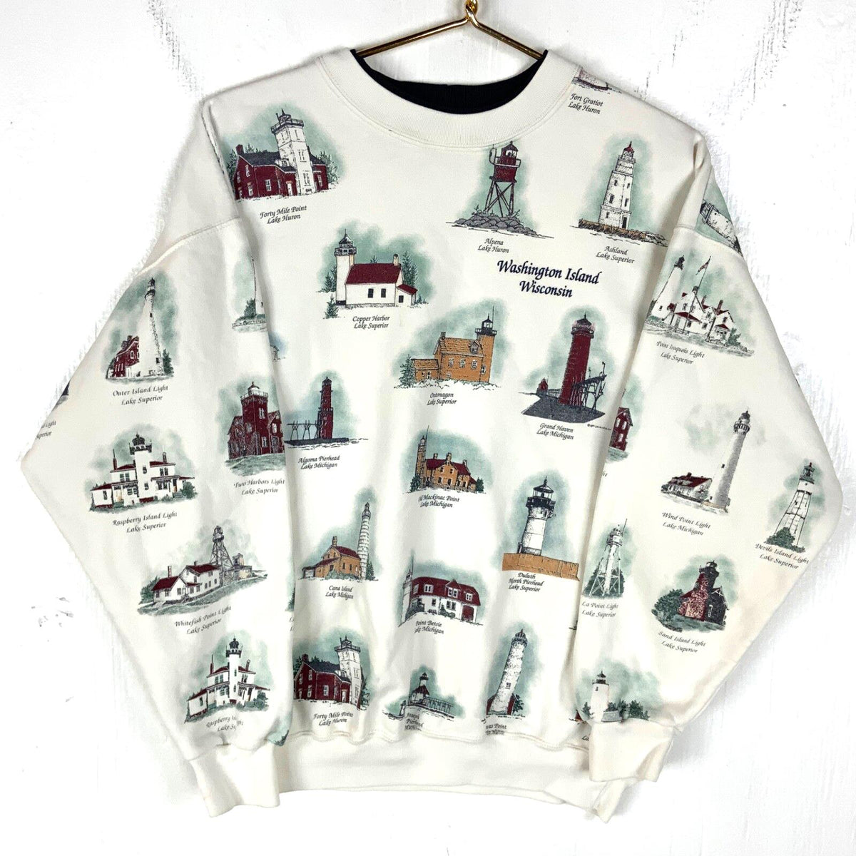 Vintage Light House Sweatshirt Crewneck Large White Made Usa All Over Print 90s Sweatshirt – Everyday Comfort · Must-Have Style