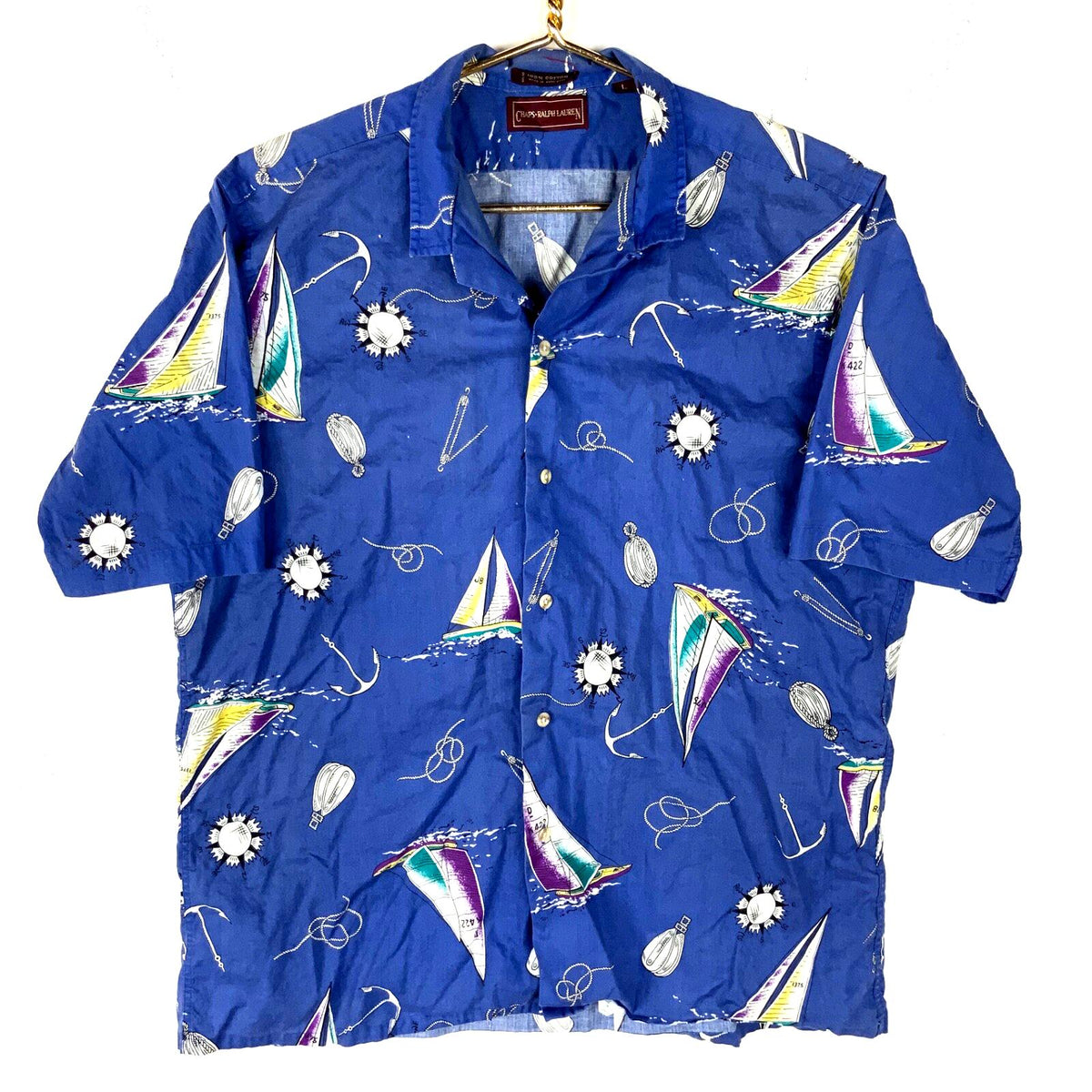 Vintage Chaps Ralph Lauren Short Sleeve Shirt Large Blue Button Up Sailboat 90s Graphic Tee – Warm & Stylish · High-Quality Print