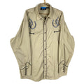 Pearl Snap Western Shirt Size 3XL Beige Long Sleeve Embroidered Horse Shoes Graphic Tee – Warm & Stylish · Must-Have Style