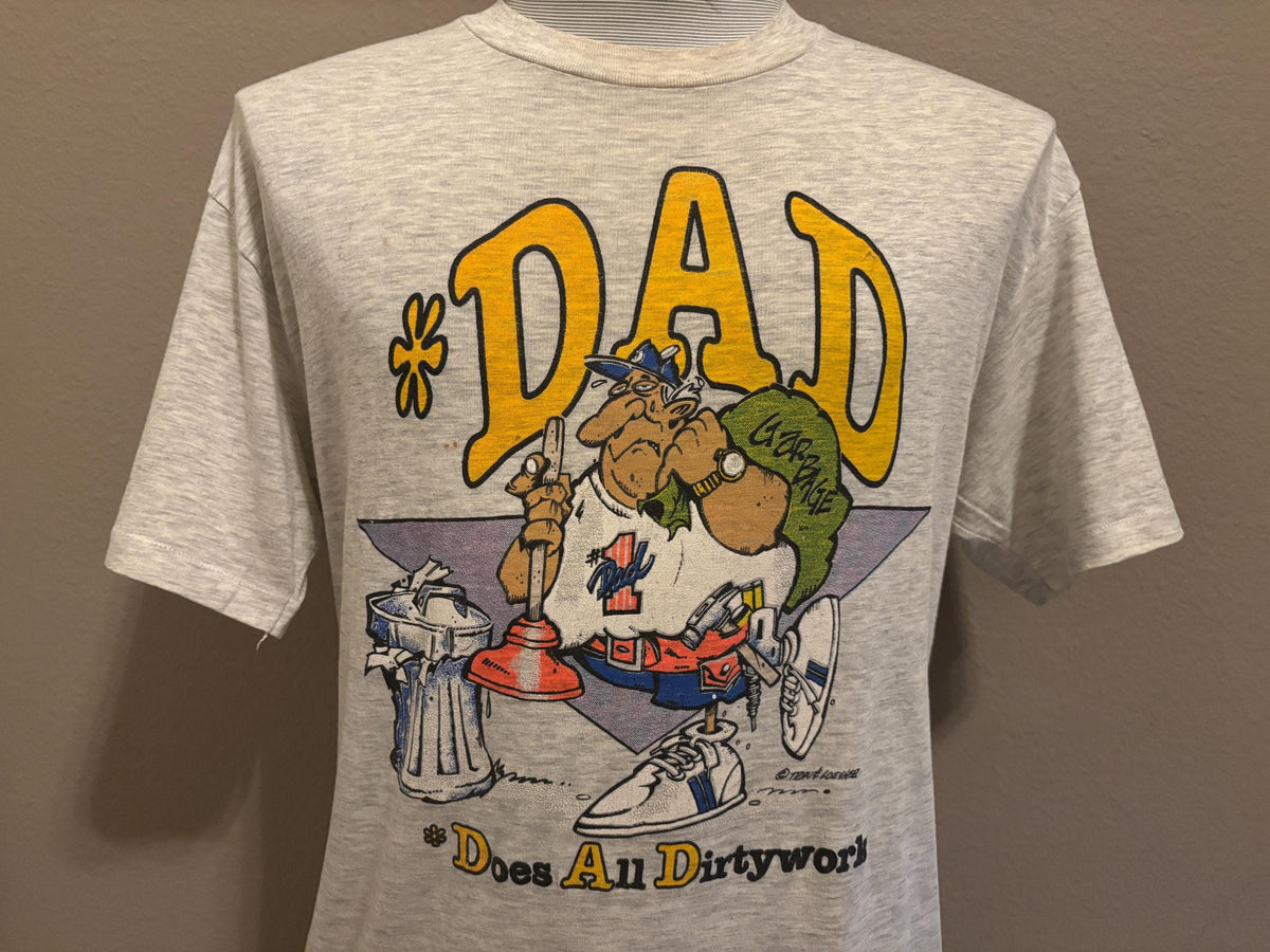Vintage 80s DAD Does All Dirtywork Funny Father Tshirt XL Graphic Tee – Easygoing Wear · High-Quality Print
