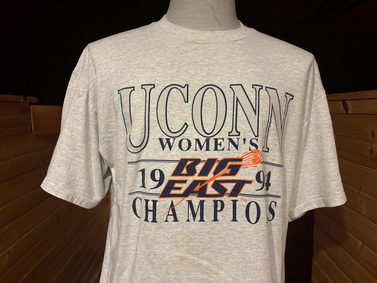 Vintage 90s UCONN Huskies University Of Connecticut Womens Basketball Champions 1994 Tshirt XL Graphic Tee – Fan Favorite · Great Gift For Fans