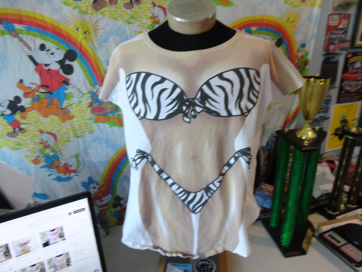 Vintage 9039s Bikini Zebra Cover Up beach AOP Hawaii T Shirt Size XL Graphic Tee – Soft Feel · Must-Have Style
