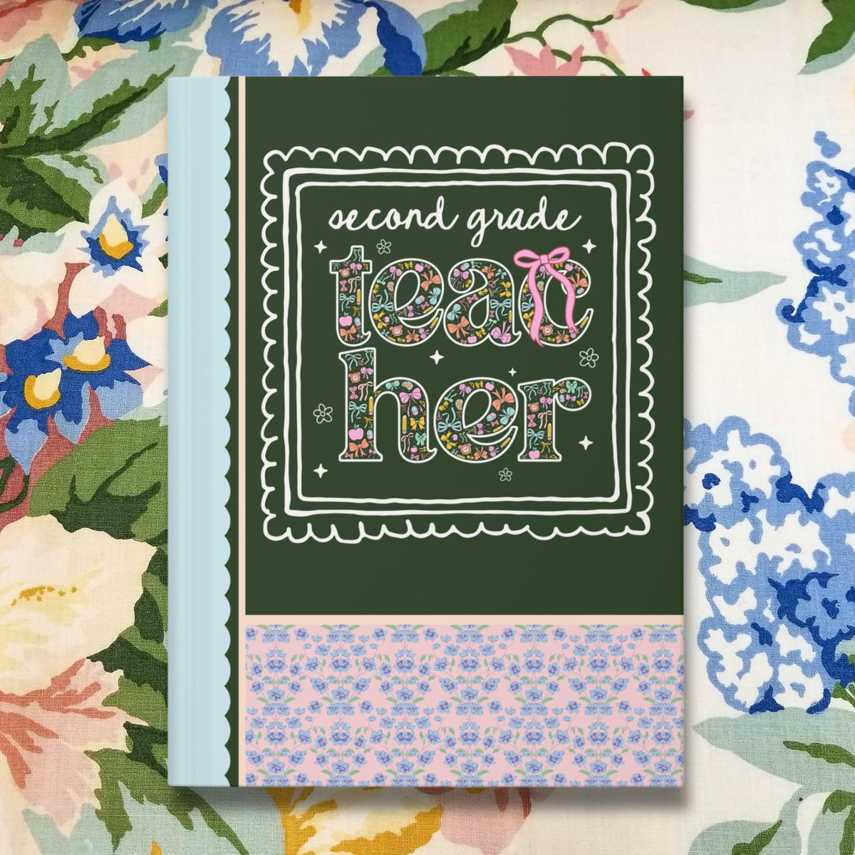 Second Grade Teacher Notebook Back to School Cute Second Grade Crew Floral Notebooks with Bow Cute Nineties Aesthetic Doodles Team Gift Graphic Tee – Soft Feel · Great Gift For Fans