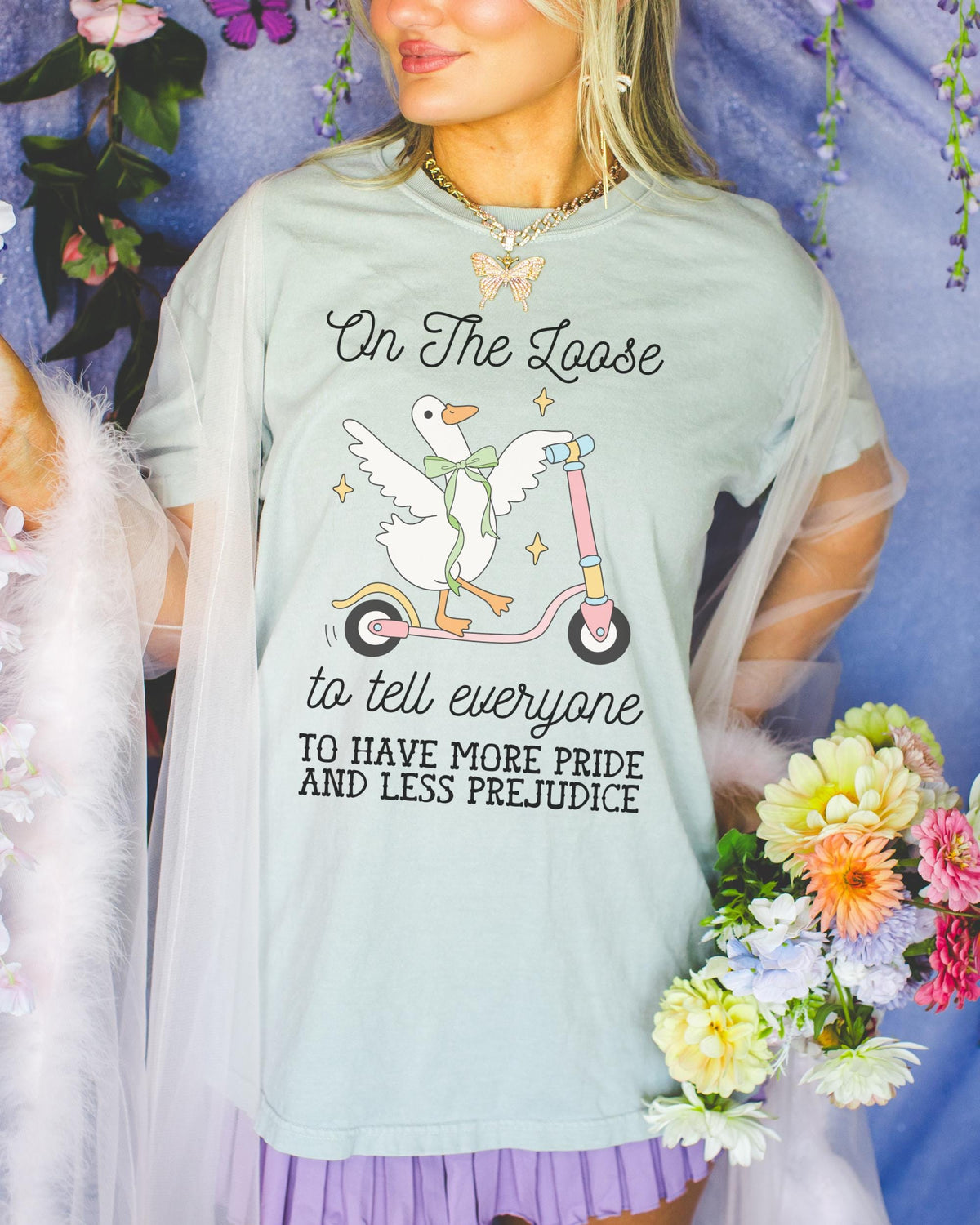 Pride and Prejudice LGBTQ Tee Shirt for Animal Lover Silly Goose 90s Aesthetic TShirt for Pride Month Gay Rights Tee Jane Austen Shirt Graphic Tee – Fan Favorite · High-Quality Print