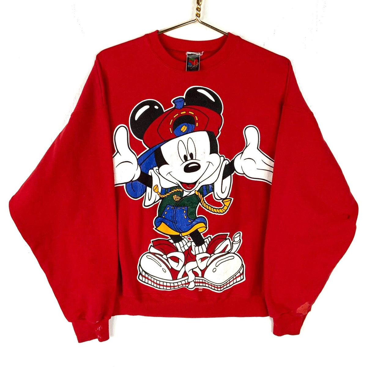 Vintage Mickey Mouse Disney Sweatshirt Crewneck Large Red Cartoon 90s Sweatshirt – Warm & Stylish · High-Quality Print