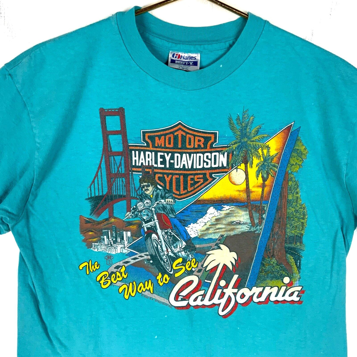 Vintage Harley Davidson TShirt Large Blue 1989 Best Way To See California 80s Graphic Tee – Bold Style · High-Quality Print
