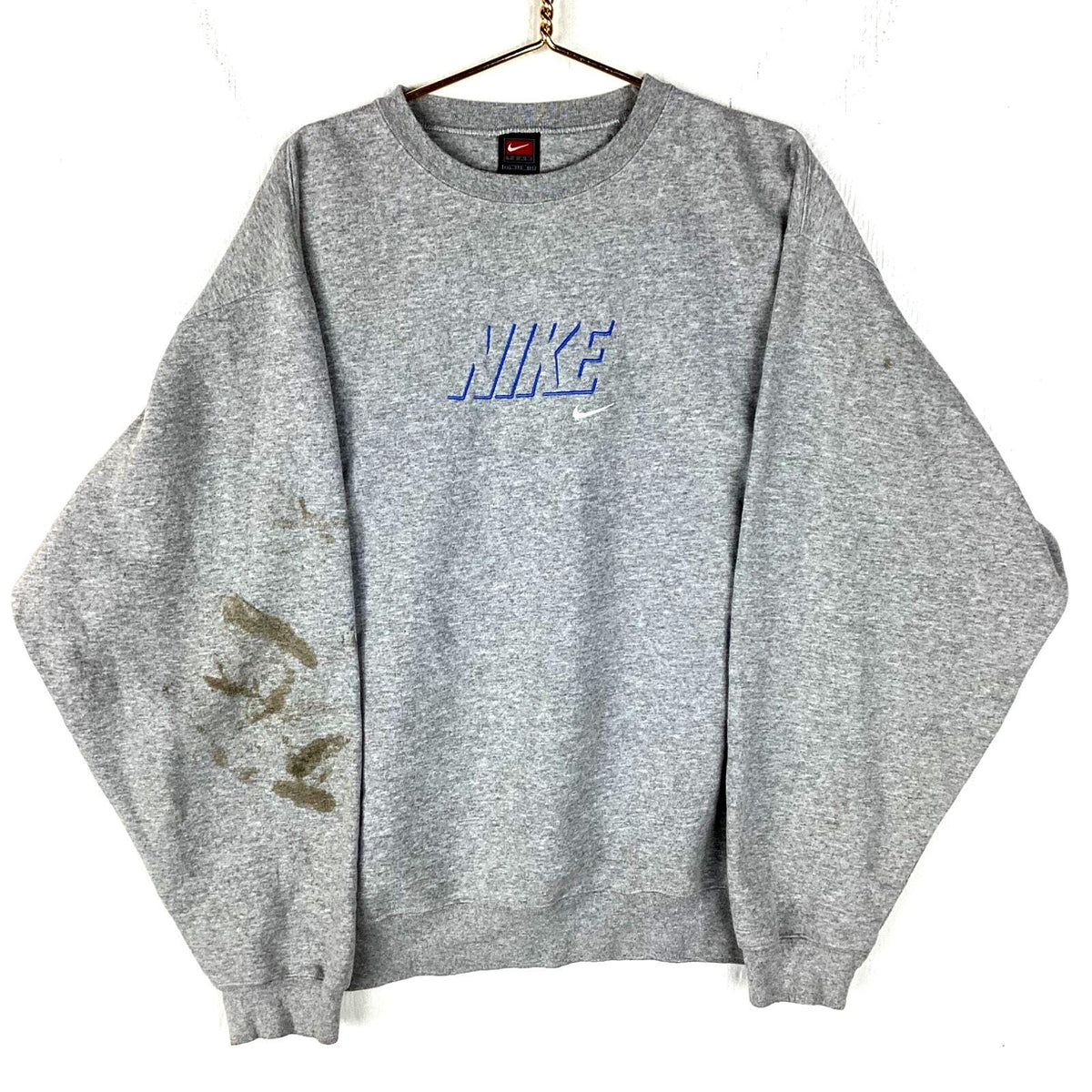 Vintage Nike Team Sweatshirt Crewneck Size 2XL Grey Spellout 90s Distressed Sweatshirt – Premium Graphic · Must-Have Style