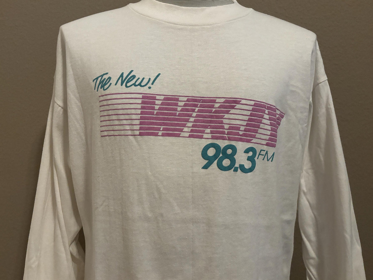 Vintage 80s WKJY The New Radio Station 983 FM Longsleeve Tshirt XL Graphic Tee – Bold Style · Top Pick For Any Outfit
