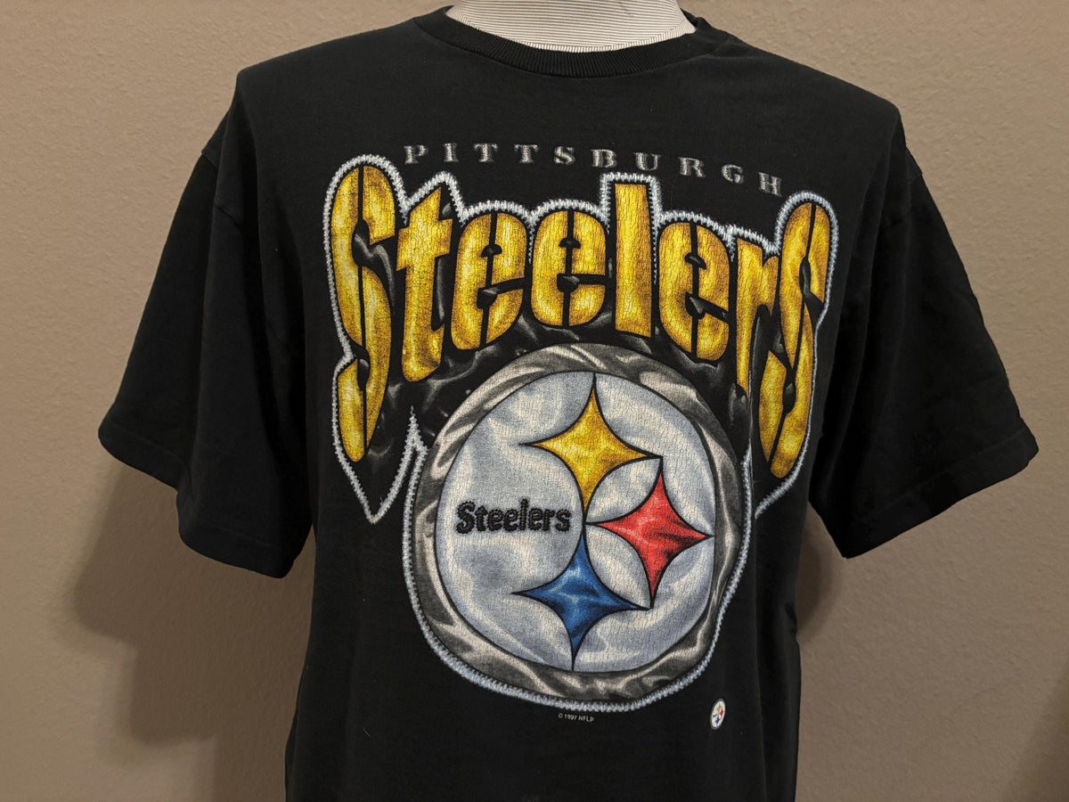 Vintage 90s Pittsburgh Steelers NFL Football Black Pro Player Tshirt L Graphic Tee – Warm & Stylish · Great Gift For Fans