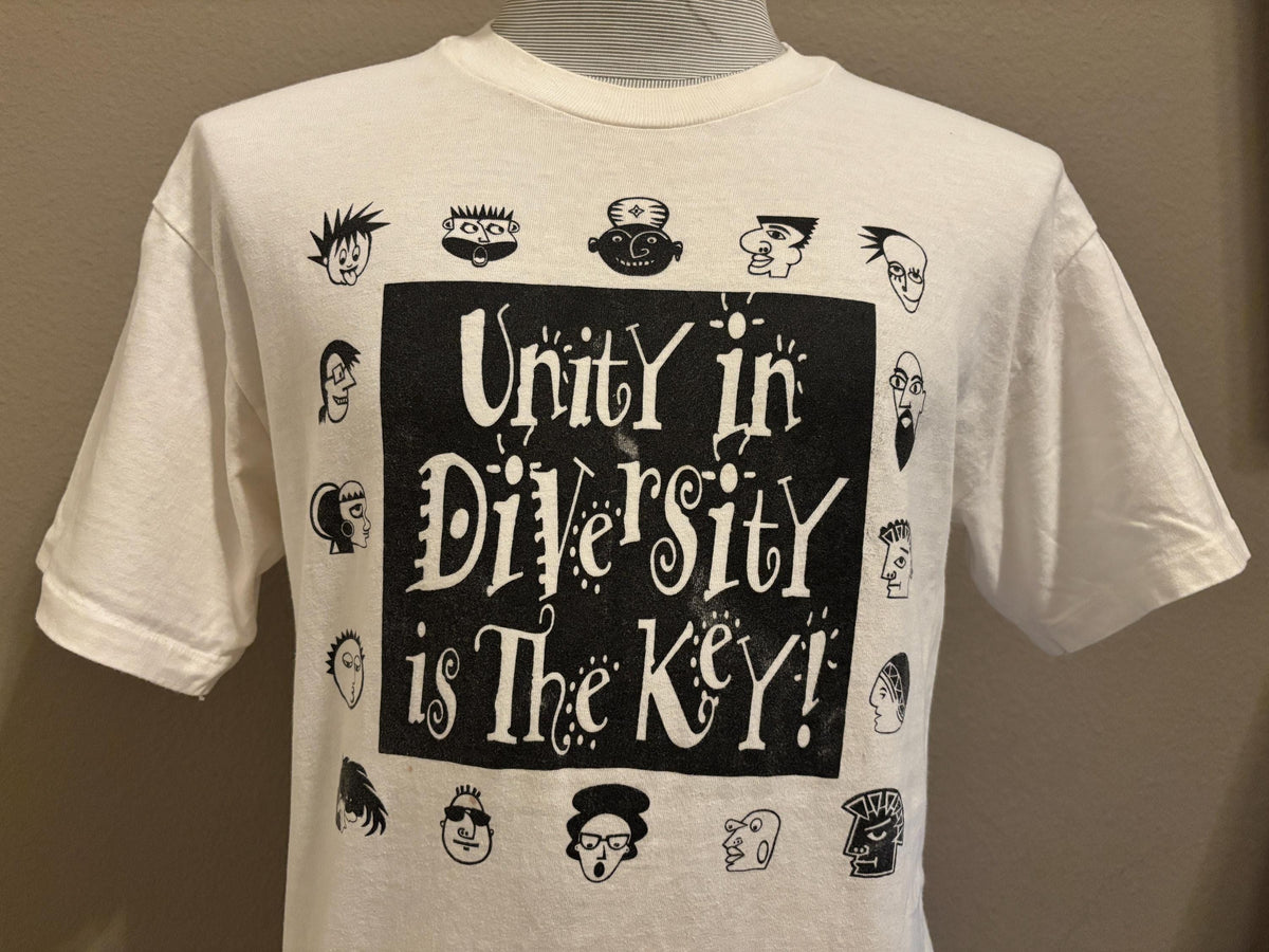 Vintage 90s Unity In Diversity Is The Key Tshirt L Graphic Tee – Feel-Good Design · Trending Graphic Apparel