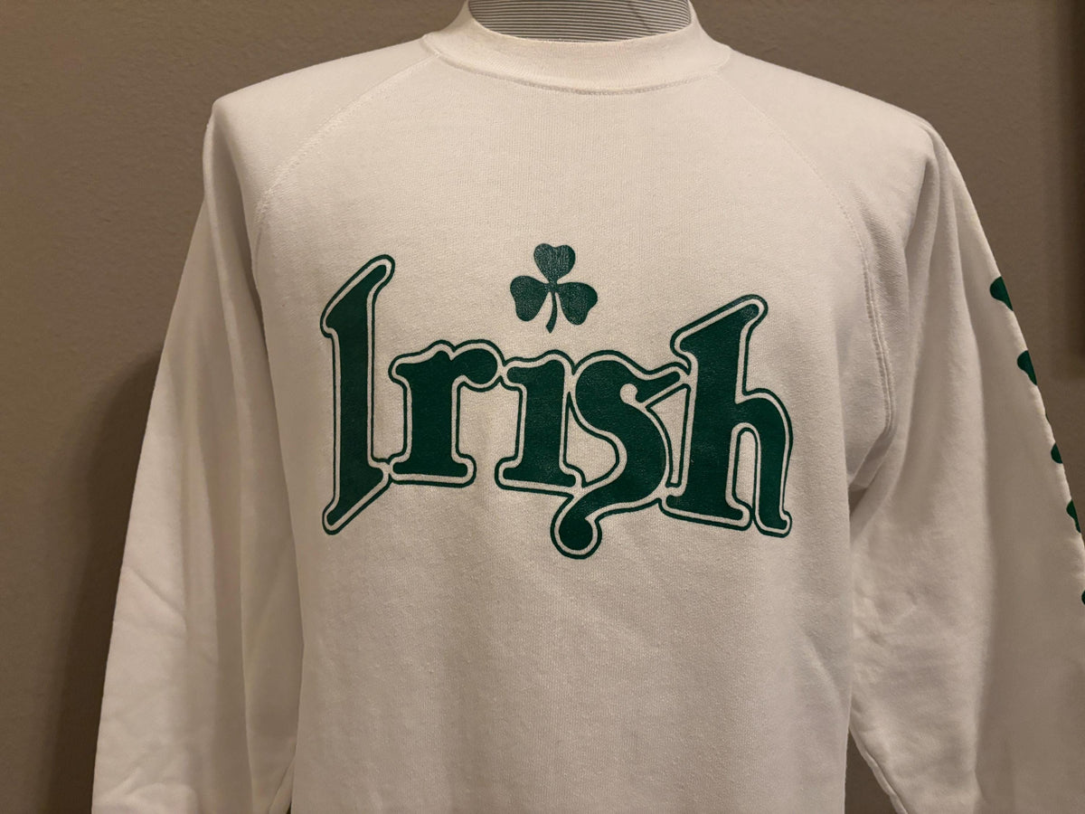 Vintage 80s Irish Four Leaf Clover Lucky St Patrick39s Day White Crewneck Sweatshirt XL Sweatshirt – Everyday Comfort · High-Quality Print