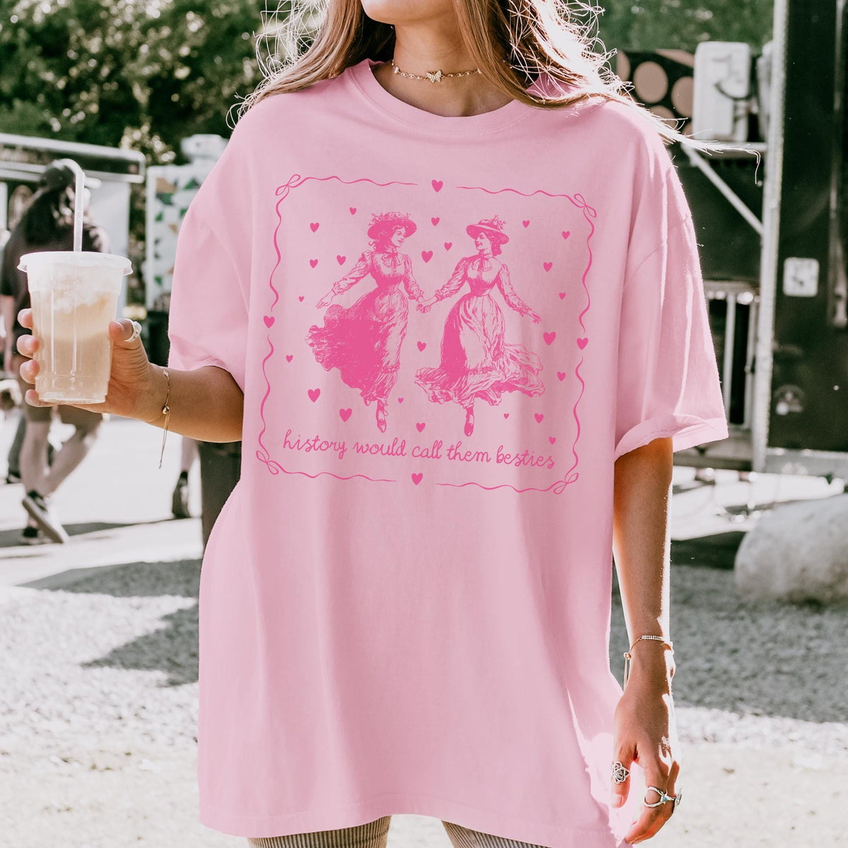 Cute Lesbian LGBTQ Tee Shirt with Hearts Hot Pink Aesthetic Gay Rights TShirt Equal Rights 90s TShirt for Feminist Women39s History Tee Graphic Tee – Bold Style · Must-Have Style