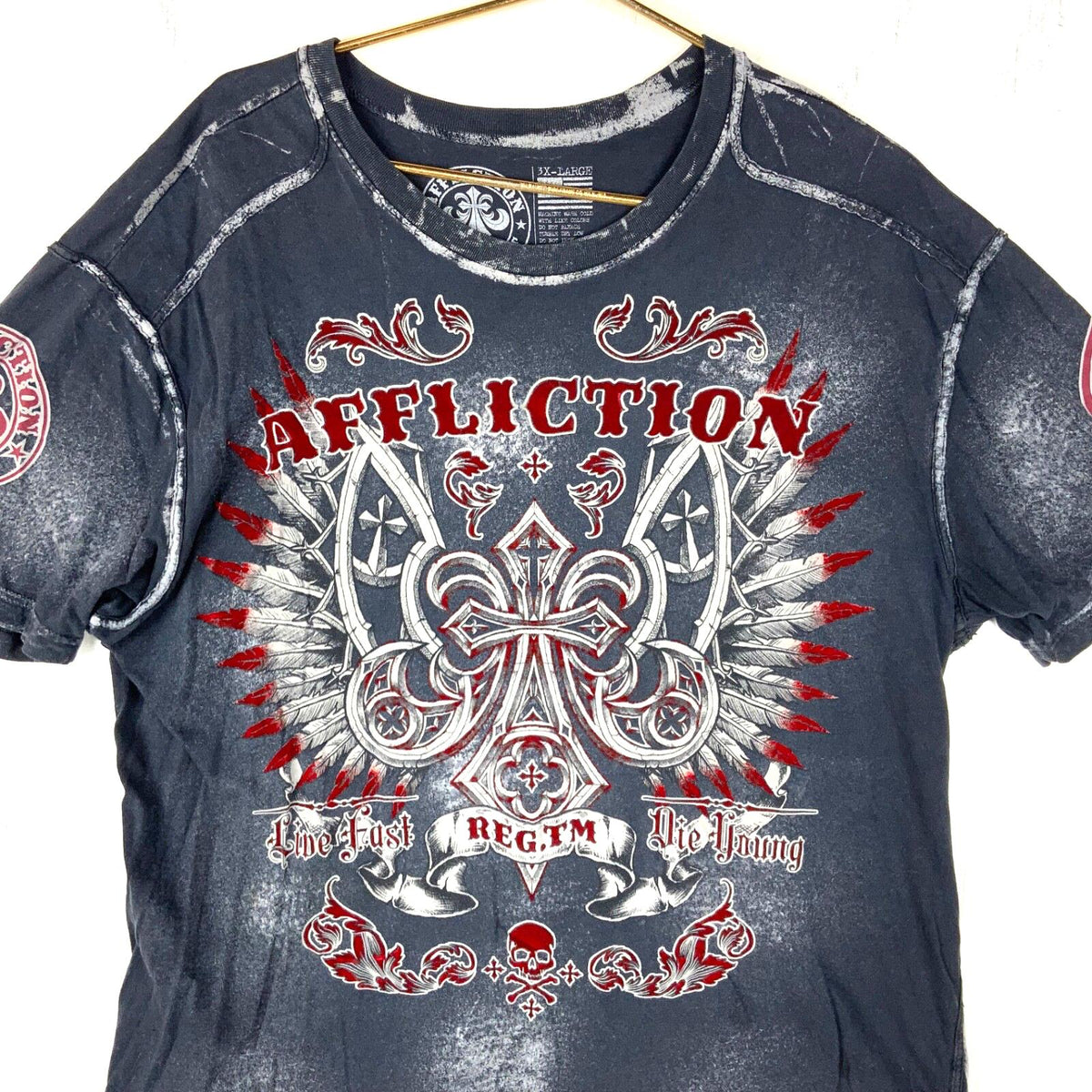 Y2K Affliction TShirt 3XL Gray Double Sided Made In Usa Live Fast Die Young Graphic Tee – Premium Graphic · Trending Graphic Apparel