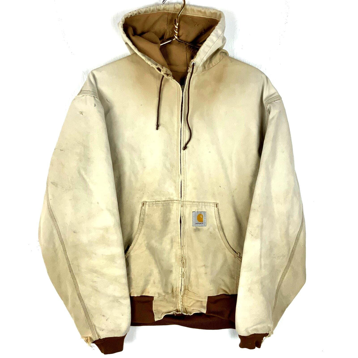 Vintage Carhartt Duck Jacket XL Brown Full Zip Workwear Distressed Graphic Tee – Aesthetic Look · Top Pick For Any Outfit