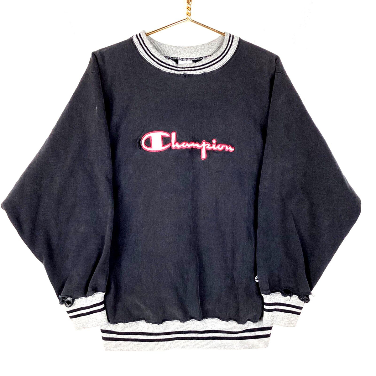 Vintage Champion Reverse Weave Sweatshirt Crewneck Size XL Black Distressed Sweatshirt – Bold Style · Trending Graphic Apparel
