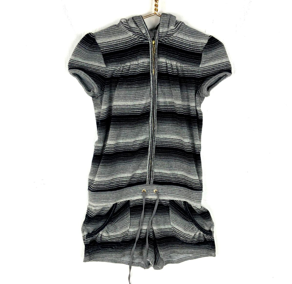 Juicy Couture Terry Cloth Romper Small Full Zip Striped Graphic Tee – Soft Feel · Top Pick For Any Outfit