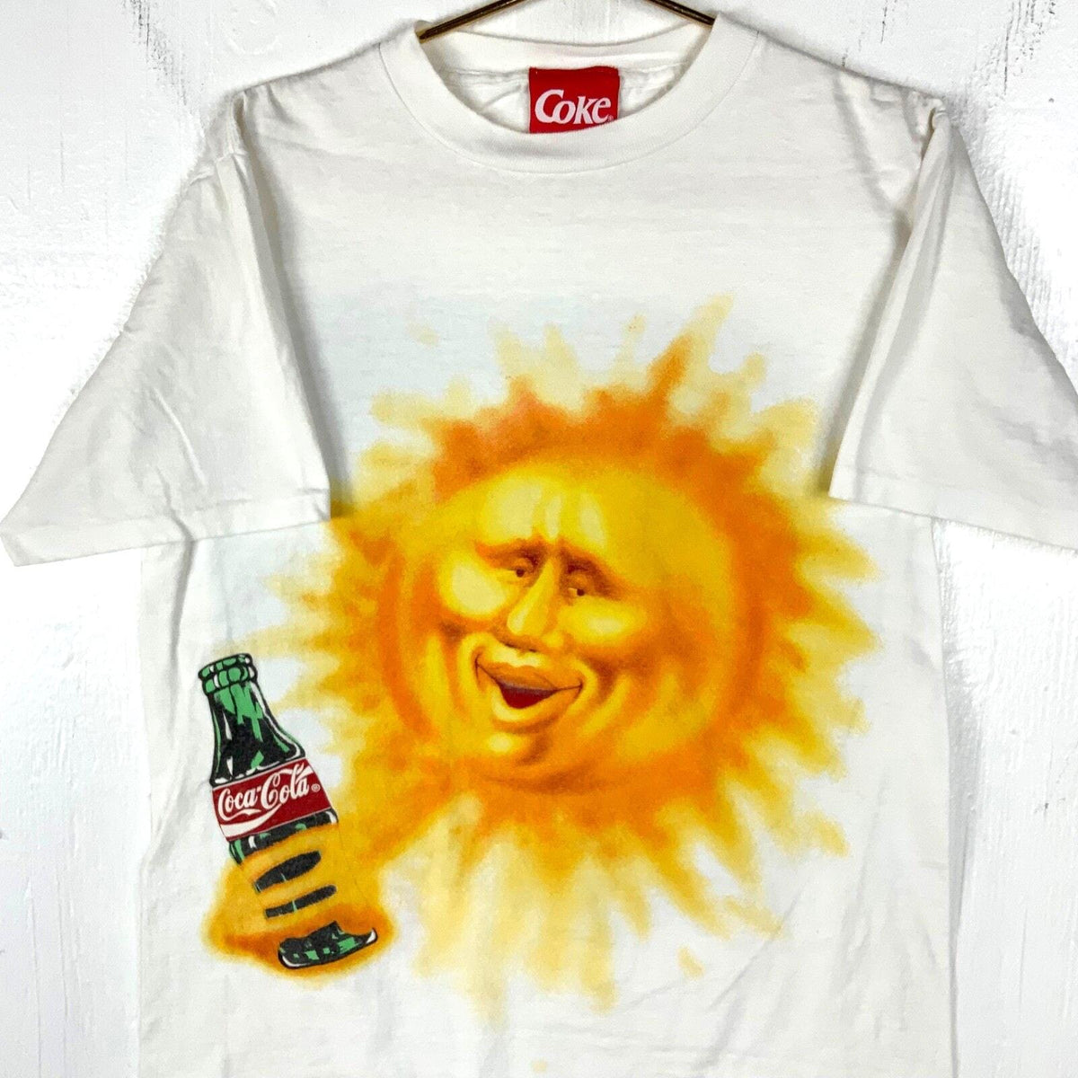 Vintage Coca Cola TShirt Large White Made Usa Single Stitch 1995 Sun Moon 90s Graphic Tee – Aesthetic Look · Top Pick For Any Outfit