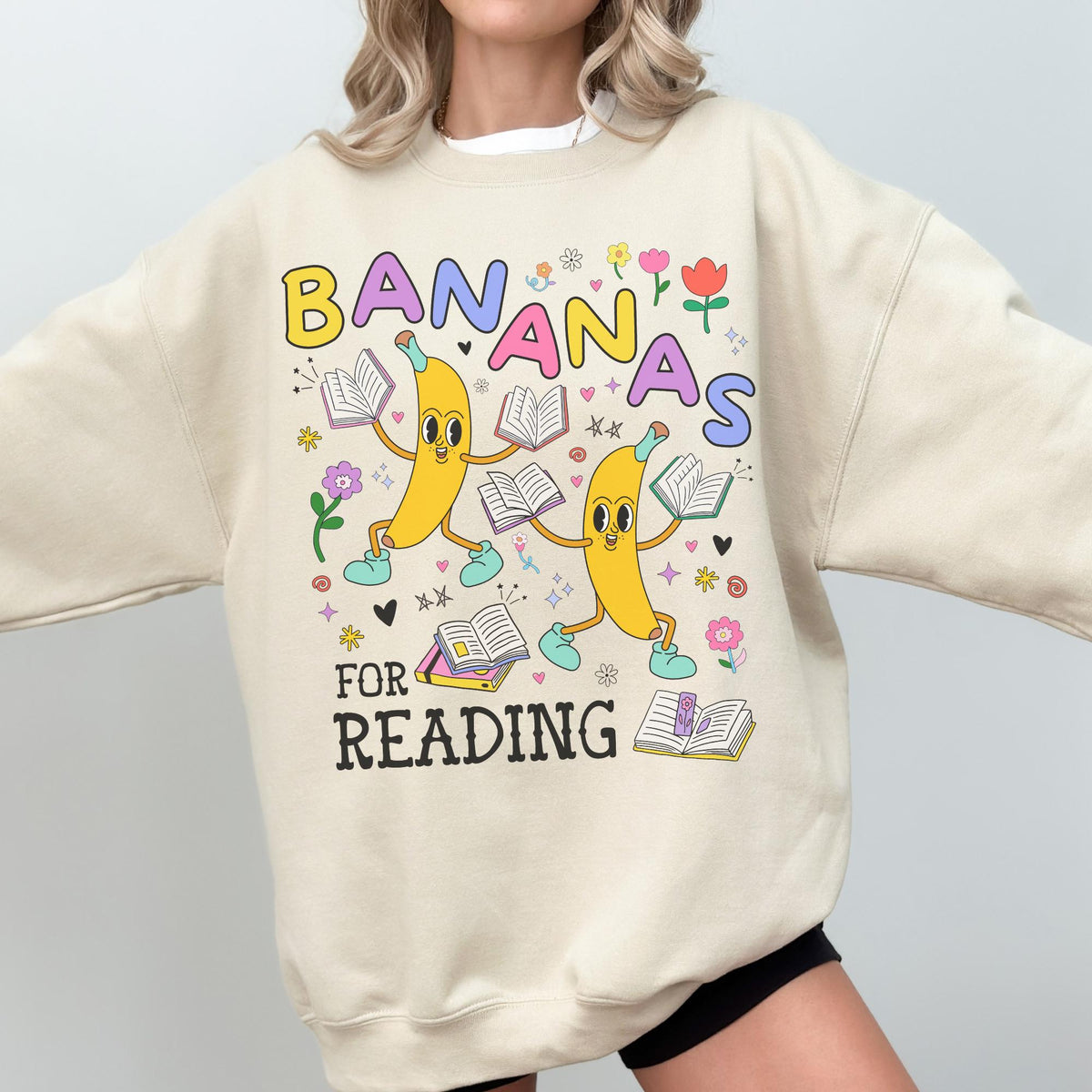 Colorful Bookworm Sweatshirt with Fruit Bananas for Reading Funny Saying Book Lover Gift Idea for Romance Reader Bookish School Librarian Sweatshirt – Aesthetic Look · Must-Have Style