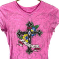 Vintage Y2k Cross TShirt Women39s Small Pink Rhinestone Love Double Sided Usa Graphic Tee – Bold Style · Must-Have Style