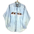 Vintage 199039s Denim Shirt Size Medium Blue Button Up Long Sleeve Cows Graphic Tee – Cozy Vibes · Must-Have Style