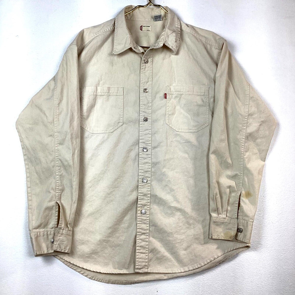 Levis Denim Shirt Size Large Tan Long Sleeve Button Up Graphic Tee – Cozy Vibes · Great Gift For Fans