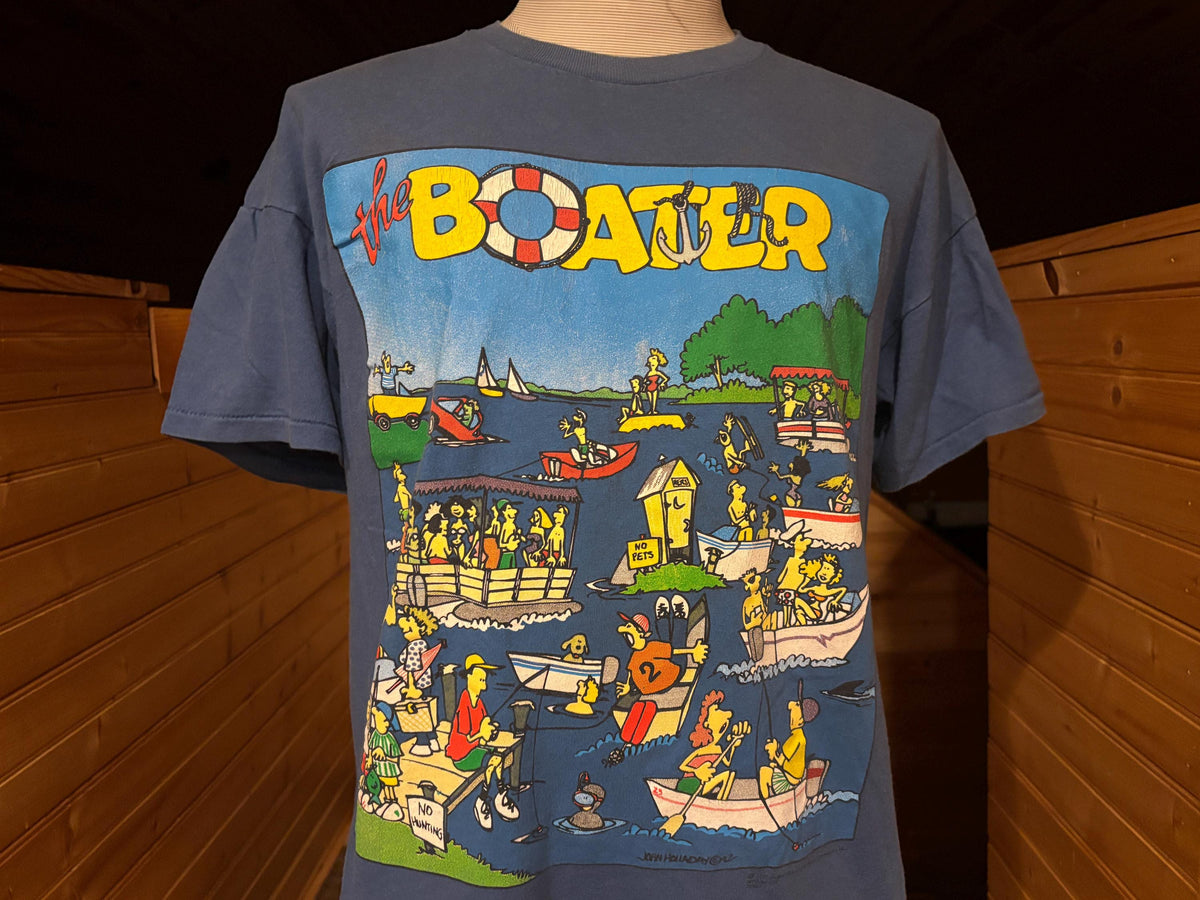 Vintage 90s The Boater Funny Boat Cartoon Fishing Lake Tshirt L Graphic Tee – Feel-Good Design · Top Pick For Any Outfit