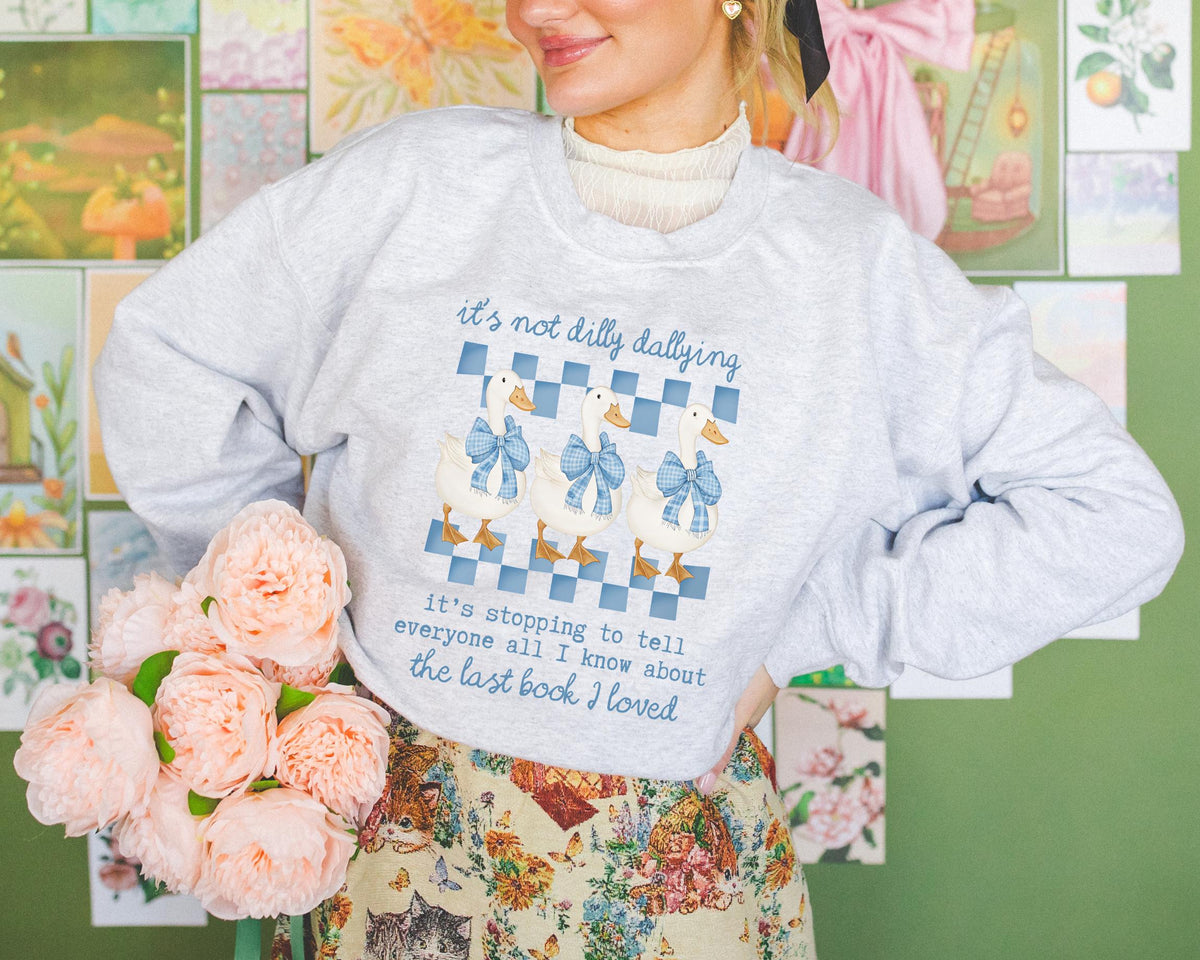 Book Lover Gift Idea for Animal Lover Who Loves Reading Cute Reading Teacher Sweatshirt for Romance Reader Silly Goose 90s Aesthetic Tee Sweatshirt – Feel-Good Design · Trending Graphic Apparel