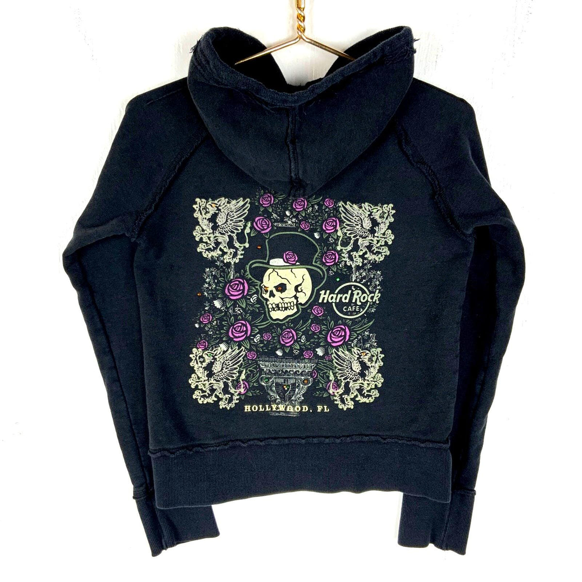 Y2K Hard Rock Cafe Women39s Sweatshirt Hoodie Large Black Full Zip Rhinestone Usa Hoodie – Aesthetic Look · Great Gift For Fans