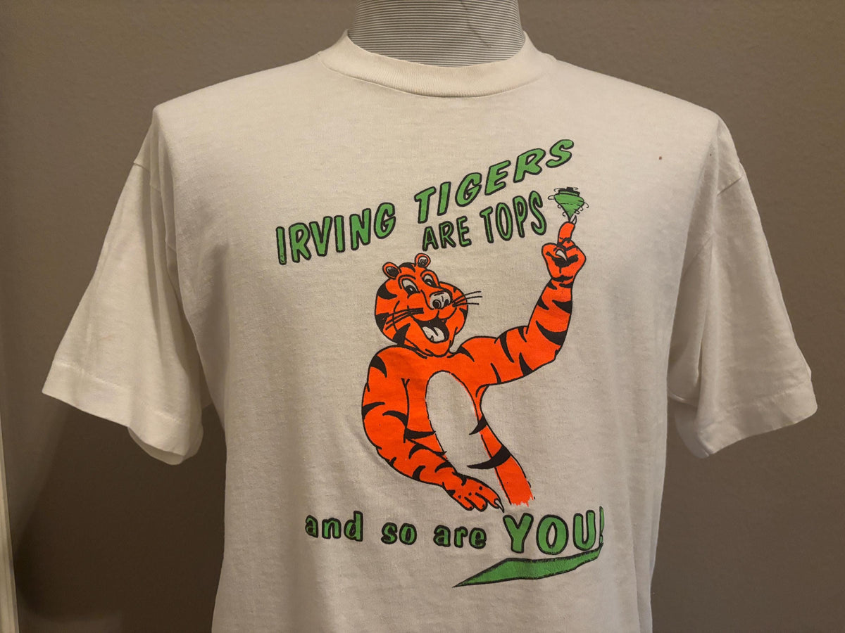 Vintage 8039s Irving Tigers Are Tops And So Are You Mascot Tshirt L Graphic Tee – Bold Style · Perfect For Daily Wear