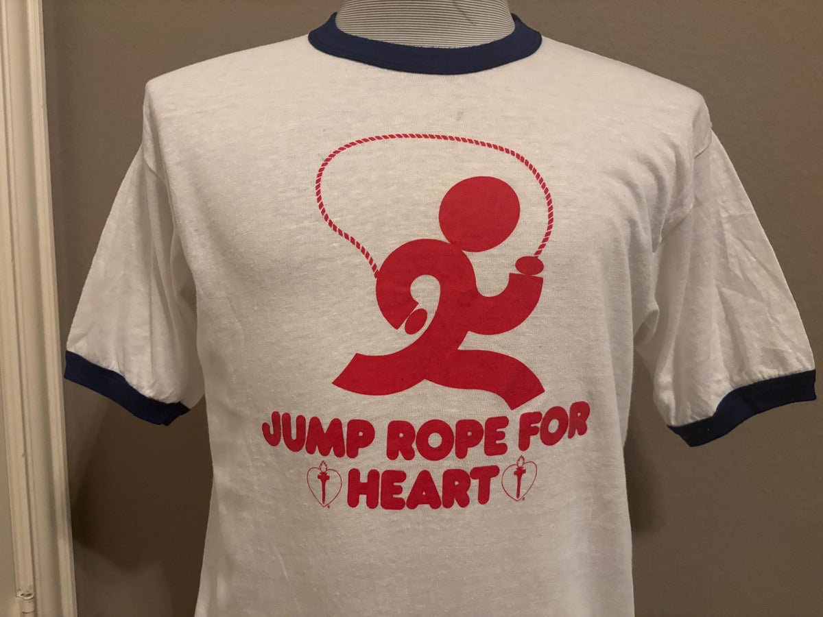 Vintage 8039s Jump Rope For Heart Fundraising Cardiovascular Tshirt L Graphic Tee – Bold Style · Perfect For Daily Wear