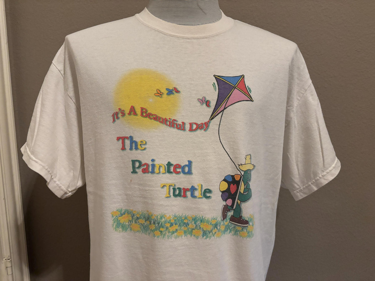 Vintage 9039s The Painted Turtle Its A Beautiful Day Cute Kite Tshirt L Graphic Tee – Feel-Good Design · Must-Have Style