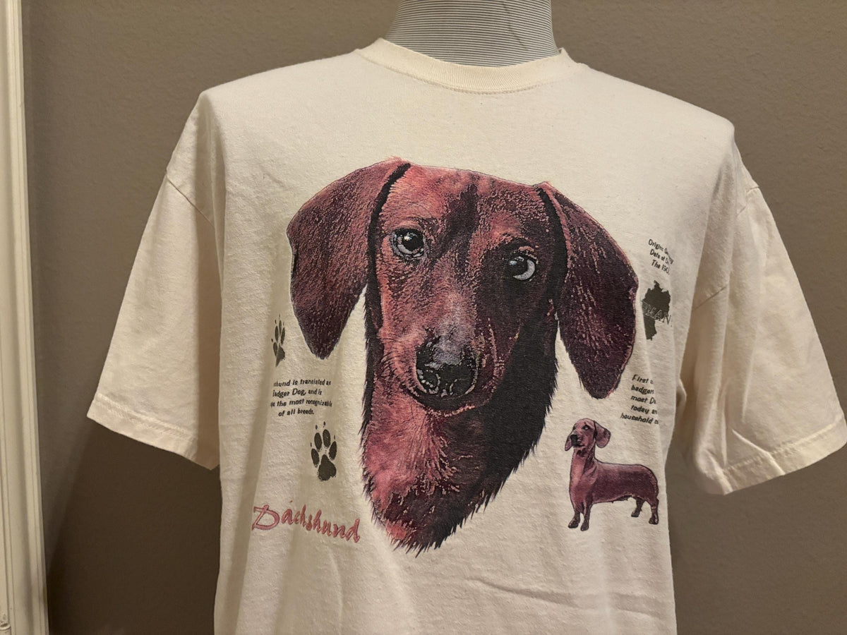 Vintage 200039s Dachshund Wiener Dog Portrait Tshirt L Graphic Tee – Feel-Good Design · Perfect For Daily Wear