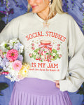 Social Studies Teacher Sweatshirt with Boho Strawberries Cute Matching History Department Shirt with Flowers Back to School Social Studies Sweatshirt – Premium Graphic · Perfect For Daily Wear