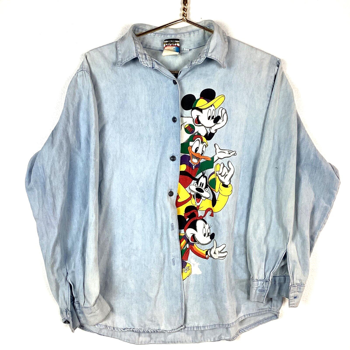 Vintage Disney Mickey Mouse Shirt Size Large Blue Long Sleeve Button Up Graphic Tee – Cozy Vibes · Trending Graphic Apparel