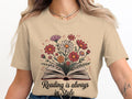 Reading Is Always In Style TShirt Floral Book Tee Book Lover Shirt Bookworm Gift Librarian T Shirt Teacher Gift Bookish Tee Graphic Tee – Premium Graphic · High-Quality Print