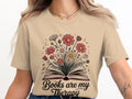 Book Lover TShirt Floral Book TShirt Books Are My Therapy Tee Reader Shirt Bookworm Gift Flower Graphic TShirt Trendy Tee Graphic Tee – Cozy Vibes · High-Quality Print