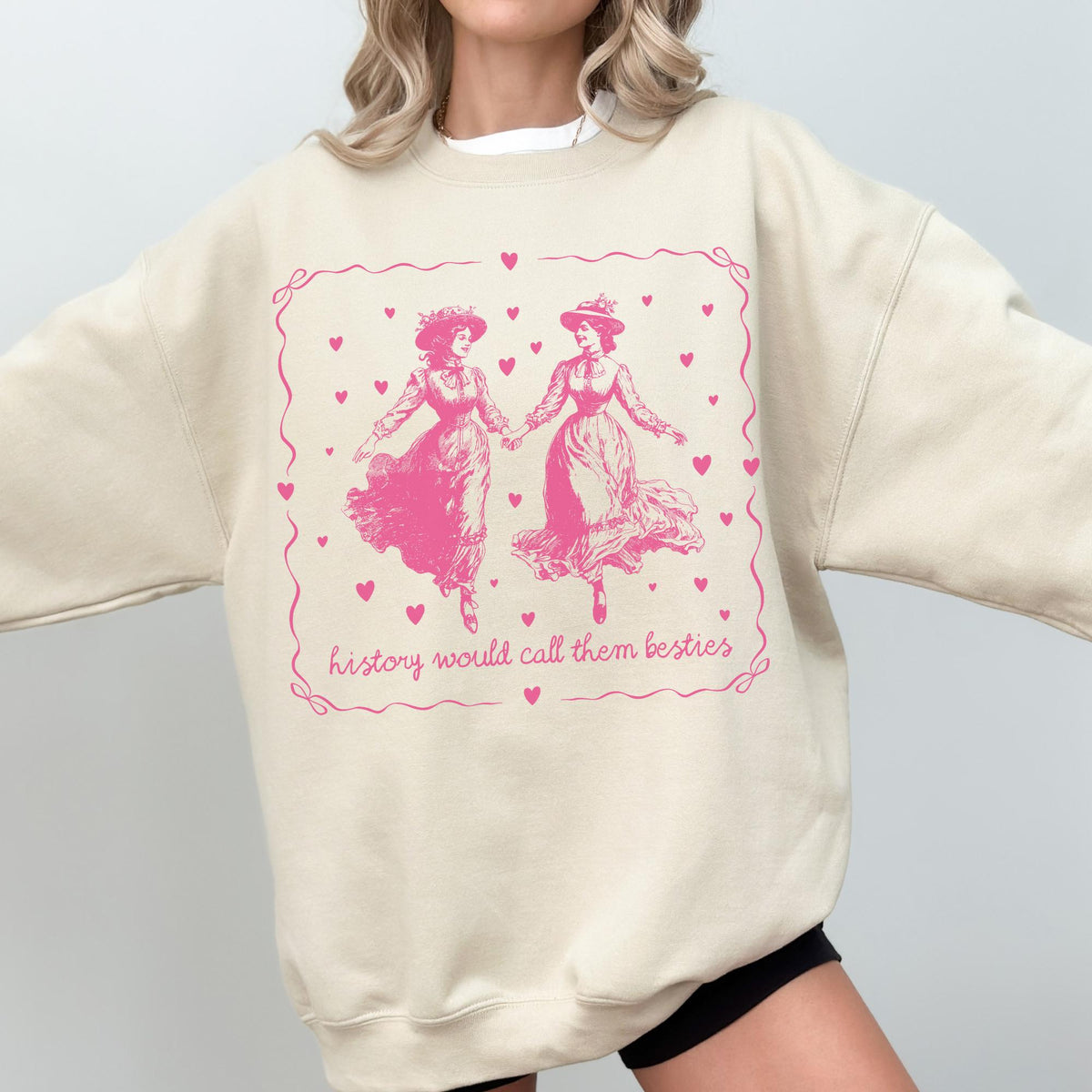 Cute Lesbian LGBTQ Sweatshirt with Hearts Hot Pink Aesthetic Gay Rights Crewneck Equal Rights 90s Shirt for Feminist Women39s History Tee Sweatshirt – Cozy Vibes · Great Gift For Fans
