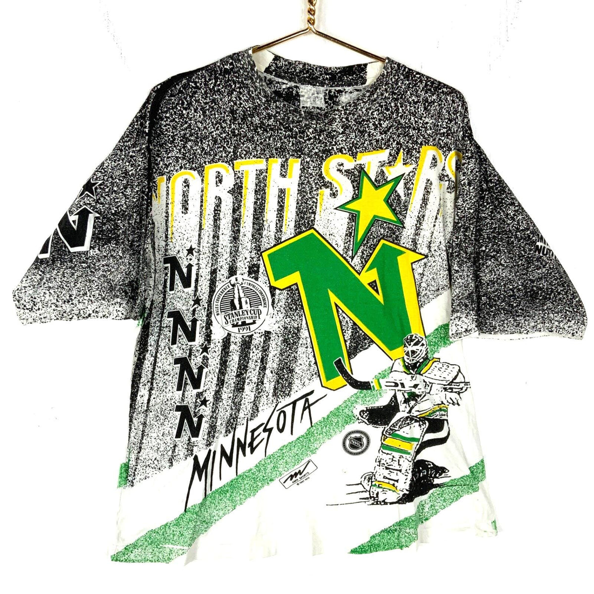 Vintage Minnesota North Stars TShirt Large All Over Print Nhl 1991 Stanley 90s Graphic Tee – Bold Style · Trending Graphic Apparel